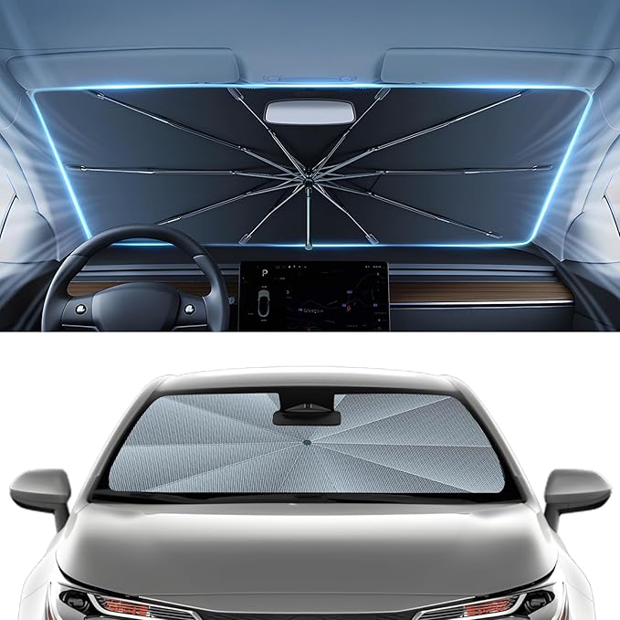 Autorder Windshield Sun Shade Umbrella for 2019-2025 Toyota Corolla Accessories,Upgraded Ice Crystal Material,Easy Setup Umbrella Sunshade for Car Windshield,100% Sun Blocking