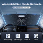 Autorder Windshield Sun Shade Umbrella for 2016-2021 Honda Civic Accessories,Upgraded Ice Crystal Material,Easy Setup Umbrella Sunshade for Car Windshield,100% Sun Blocking