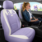 PIC AUTO Car Seat Covers, Cute Rabbit Premium Purple Leather Seat Covers, Universal Fit Front Seat Covers for Cars, Trucks, SUVs, Soft & Wear-Resistant Auto Interior Protection with Airbag-Compatible