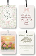 Inspirational Christian Car Air Freshener 4 Pcs Coconut Scented, Christian Car Accessories Mirror Decor for Women, Floral Bird Religious Hanging Air Freshener for Cars Closet Drawer Books