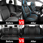 Fit for 98% of Mercedes Benz Car Seat Covers with Headrests, Premium Nappa Leather Seat Cover, Fully Wrapped Protect Modern Style Seat Cover (5-Seat Luxury, Black & Blue)