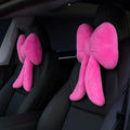 Macarrie 2 Pcs Car Neck Pillow Plush Butterfly Bow Car Headrest Pillow Comfortable Seat Neck Support Cute Head Rest Accessories for Driving Travel Driver Chair Girl Style Interior Decor (Rose Red)