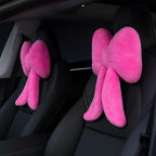 Macarrie 2 Pcs Car Neck Pillow Plush Butterfly Bow Car Headrest Pillow Comfortable Seat Neck Support Cute Head Rest Accessories for Driving Travel Driver Chair Girl Style Interior Decor (Rose Red)