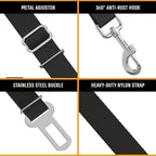 Active Pets Black Car Seat Belt for Dogs 2 Pack, Attaches to Harness & Collar, Adjusts 18" - 24" Safety & Comfort Travel Restraint System Fits Small - Large Pups, Seatbelt Pet Supplies & Accessories