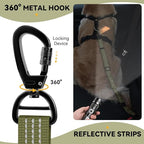 Pawaboo 2Pack Dog Seatbelt for Car, 3-in-1 Dog Car Seat Belt, Shockproof Dogs Tether with Buckle & Hook Latch, Adjustable Reflective Dogs Cars Leash with 360° Lockable Buckle, Army Green + Black