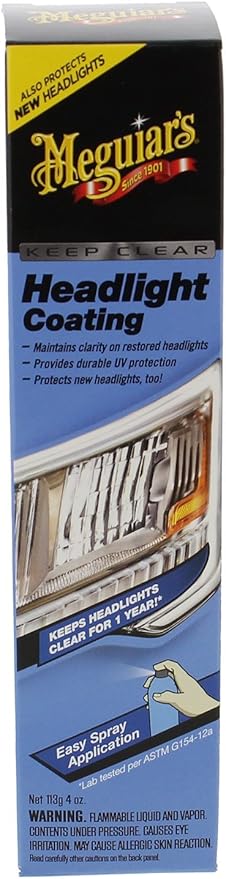 Meguiar's Keep Clear Headlight Coating, Maintain Like-New Clarity of Your Headlights with an Easy-to-Use Formula and UV Protection that Lasts All Year Long, 4 Ounce Aerosol
