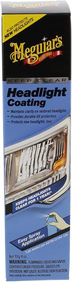 Meguiar's Keep Clear Headlight Coating, Maintain Like-New Clarity of Your Headlights with an Easy-to-Use Formula and UV Protection that Lasts All Year Long, 4 Ounce Aerosol