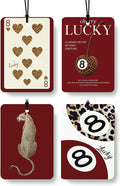 Funky Red Leopard Print Car Air Freshener 4 Pcs, Girly Cheetah Print Cherry Lucky 8 Ball Hanging Air Freshener for Cars Closet Drawer Books, Cute Leopard Car Accessories Mirror Decor for Women