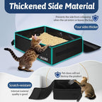 Petskd Portable Cat Travel Litter Box with Lid and 10 pcs Disposable Liner Bags, Leak-Proof and Collapsible, Cat Travel Essentials for Car, Hotel, Airplane and Other Outdoor Use(Black)