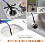 Sewer Jetter Kit for Pressure Washer, 100FT Drain Cleaner Hose 5800PSI with 1/4 Inch NPT Corner, Rotating Nozzle and 4 Different Button Nose Sewer Jet Nozzles, Waterproof Tape and 2 Spanners （Purple）