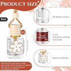 2 Sets Hanging Car Air Freshener and Essential Oil Diffuser, Car Air Freshener Daisy Essential Oil Diffuser Long Lasting Automobile Aromatherapy(White,Teak Mahogany)