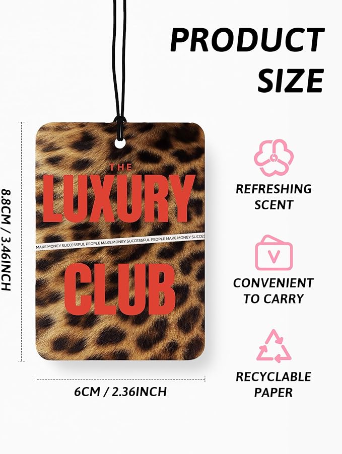 Trendy Retro Leopard Print Car Air Freshener 6 Pcs, Fashion Coquette Bow Cheetah Lucky 8 Ball Hanging Air Freshener for Cars Closet Drawer Books, Girly Car Accessories Mirror Decor for Women