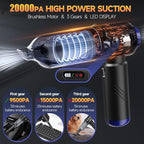 Car Vacuum Portable Cordless High Power Small Handheld Vacuum Cleaner 4-in-1 Compressed Air Duster & Air Blower & Pump Hand Held Mini Vacuum for Christmas Cars,Office,Home Cleaning