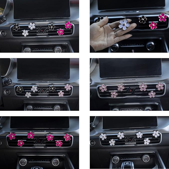 Daisy Cute Car Decoration Flower Vent Clip - Air Conditioning Outlet Clip - Colorful Car Accessory Set, SCENTED-Mixed