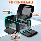 Petskd Top-Expandable Small Pet Carrier with Wheels(18" L x 11" W x 11" H), Delta/American/United Airlines Approved, Rolling Pet Carrier for Small Dogs & Cats (Black)