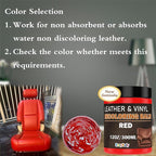 Leather Stains and Dye Liquid Red Recoloring Balm Dashboard Fabric Sneaker Shoes Boots Jacket Bag Purse Vinyl Acrylic Paint Boat Car Seats Wood Furniture Couch Fade Scratches Repair Kit Color Restorer