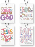 Pastel Christian Car Air Freshener 4 Pcs, Inspirational Religious Faith Based Bible Verse Hanging Air Freshener for Cars Closet Drawer Books, Christian Car Accessories for Women Girls