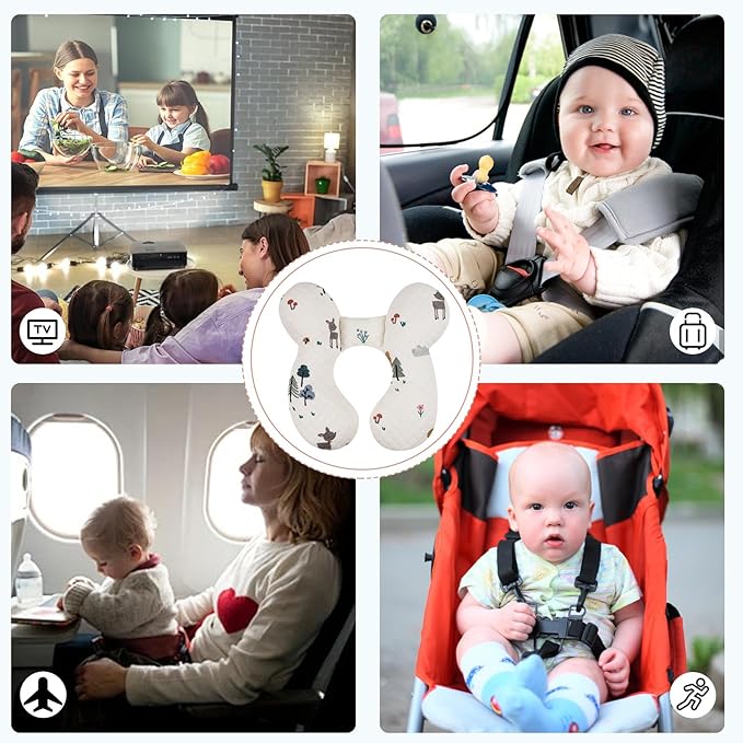 Baby Travel Pillow Upgraded, Soft Baby Head Support Pillow for Newborn Toddler, Babies Neck Car Seat, Pushchair and Strollers, Deer