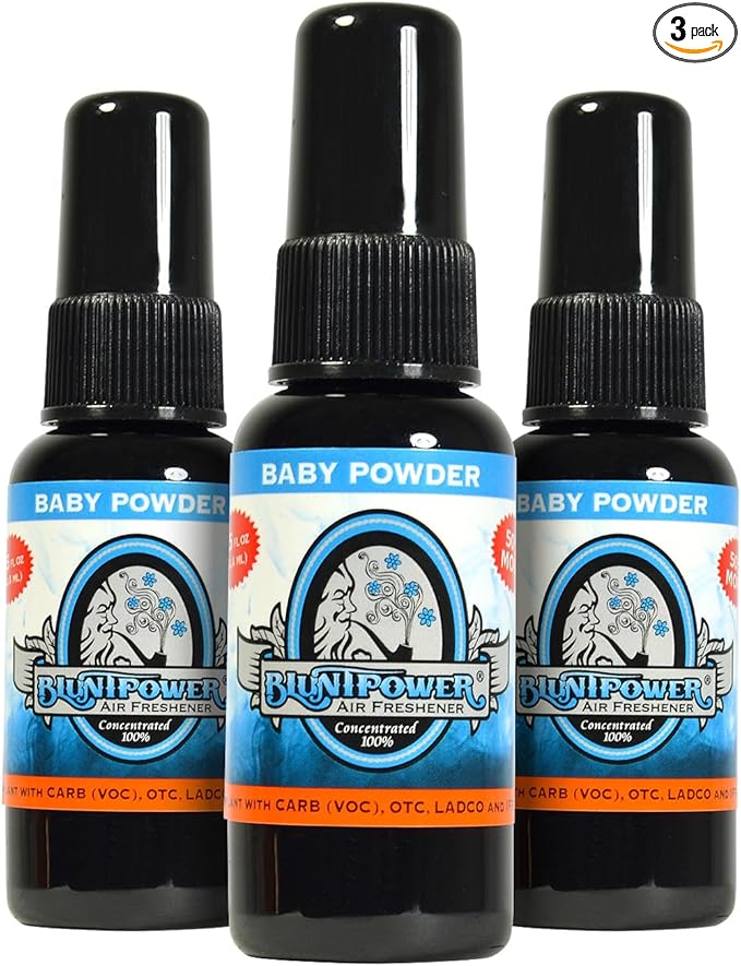 BluntPower 1 Ounce Oil Based Concentrated Air Freshener and Oil for Burner, Baby Powder (Pack of 3)