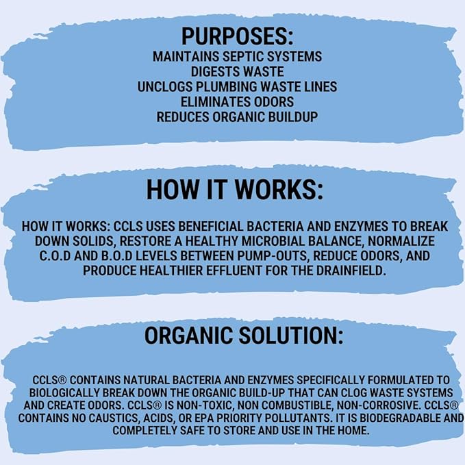 Septic Tank and Cesspool Treatment Additive/Organic Enzyme Producing Bacteria/Non-toxic/Non-Hazardous/Non-Corrosive (1-Gallon)