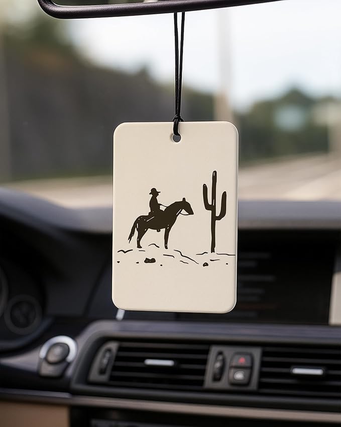 Boho Western Car Air Freshener 4 Pcs Coconut Scented, Howdy Horseshoe Cactus Rodeo Cowboy Car Accessories Mirror Decor for Women, Western Hanging Air Freshener for Cars Closet Drawer Books