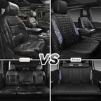 CAR PASS Bling Diamond Black Leather Car Seat Covers Full Set Interior Sets, Waterproof Shining Glitter Sparkly Crystal Armrest Fit Automotive Truck SUV Cute Women Girl, Bedazzed Iridescent Rhinestone