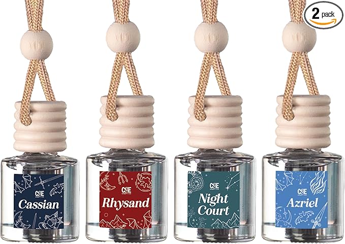 CANDECraftCo 4 Pack Bookish Scents Car Air Freshener for Essential Oils, Aromatherapy Automobile Diffuser, Gift for Her, Library, Book Lover Gift, Reading Bibliophile (ACOTAR)
