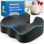 BlissTrends Seat Cushion,Thick Memory Foam Cushions for Office Chair, Car Seat, Airplane, Relieving Pressure Tailbone Sciatica Back Pain for Long Sitting Office Workers, Car Drivers 4.7in Thick Grey