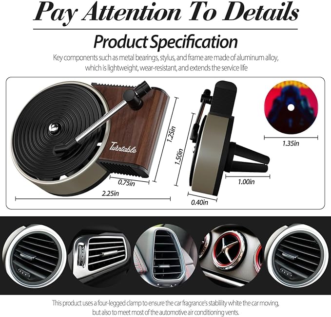 Personalized Custom Car Air Freshener, Double Sided Custom Photo, Record Player Shaped Fragrance Vent Clip, Unique and Cute Car Interior (Customize, 12PCS)