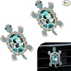 Turtle Car Accessories, Cute Turtle Air Fresheners Diffuser Vent Clip, Crystal Rhinestone Auto Air Conditioning Outlet Clip, Sea Turtles Car Decorative for Women (Blue, 2PCS)