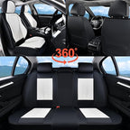 Coverado Leather Seat Covers, Car Seat Covers Full Set, Waterproof Nappa Leather Car Seat Cover, Car Seat Protectors 5 Seats, Black & White Automotive Seat Covers Fit for Most Cars Trucks