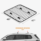 WILDROAD Car Roof Platform, Universal Roof Flat Rack 48" x 47" x 1.3" Heavy Duty Roof Rack Platform with Super Duty Bungee Cargo Net, Ratchet Straps and Anti-Rust Sealant Fits for SUV Truck Cars