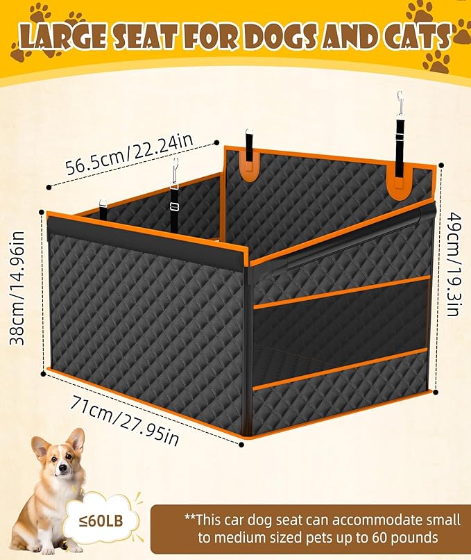 EPN Dog Car Seat for Large Medium Dogs, Back Seat Extender with Waterproof Oxford Fabric, Non-Slip Bottom, Reinforced Support & Storage Pockets, Pet Seat Cover for Cars, Trucks and SUVs (Black)