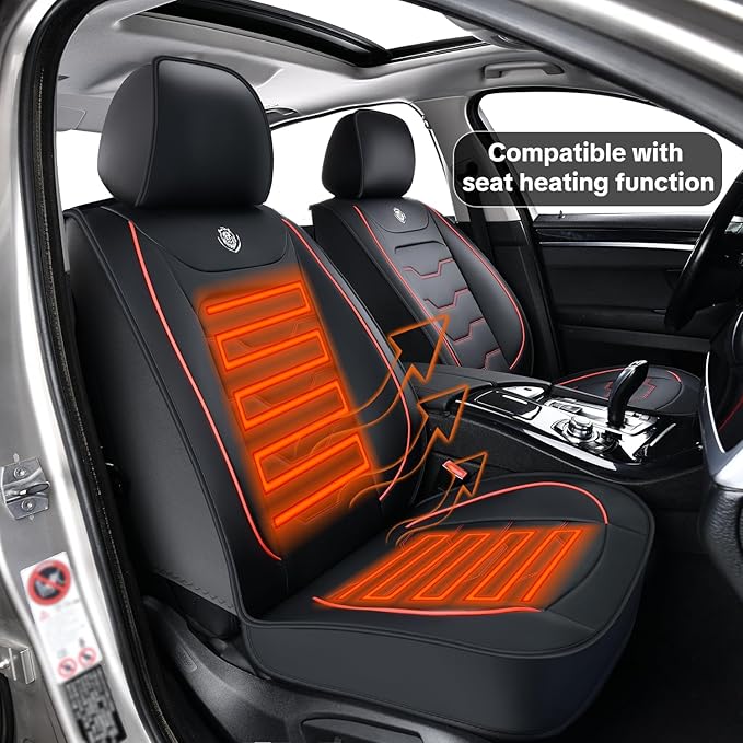 Red Lines Car Seat Covers for Ford Bronco Sport 2021-2025 Car Seat Cover, Waterproof Faux Leather, 5 Piece Full Set, Wear Resistance, Easy to Clean and Install, Beautify Interior