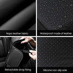 Car Center Console Cover, 11.6"×8.3" Leather Car Armrest Cushion Pad with 2 Storage Pockets, Comfortable Arm Rest Box Cover Mat for Most Vehicles, Universal Interior Accessories (Black)