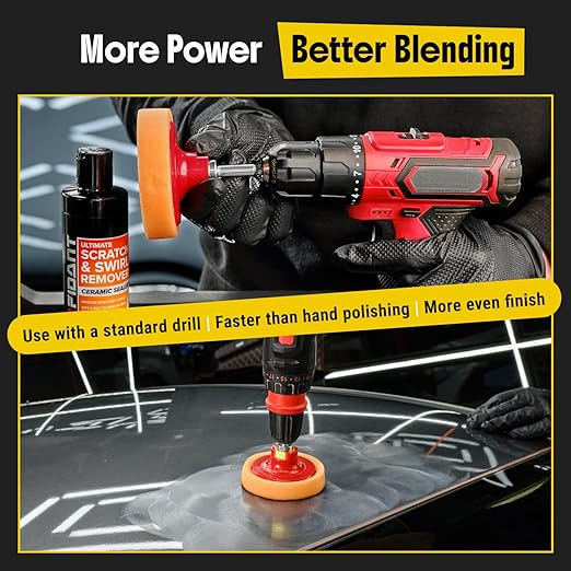 Carfidant Scratch and Swirl Remover - Car Scratch Remover for Vehicles Paint - Polishing Compound for Cars - Paint Restorer Kit with Pad, Microfiber and Sanding Block