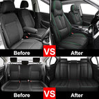 Fit for 98% of Mercedes Benz Car Seat Covers with Headrests, Premium Nappa Leather Seat Cover, Fully Wrapped Protect Modern Style Seat Cover (5-Seat Luxury, Black & Green)