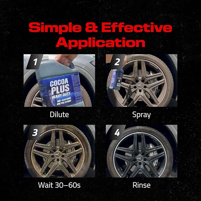 Wheel and Tire Cleaner – Acid Free, Concentrated 6:1 Rim Cleaner Spray – Professional Brake Dust Remover – Briggs Cocoa Plus, Safe for Chrome, Painted & Alloy Wheels – 128oz