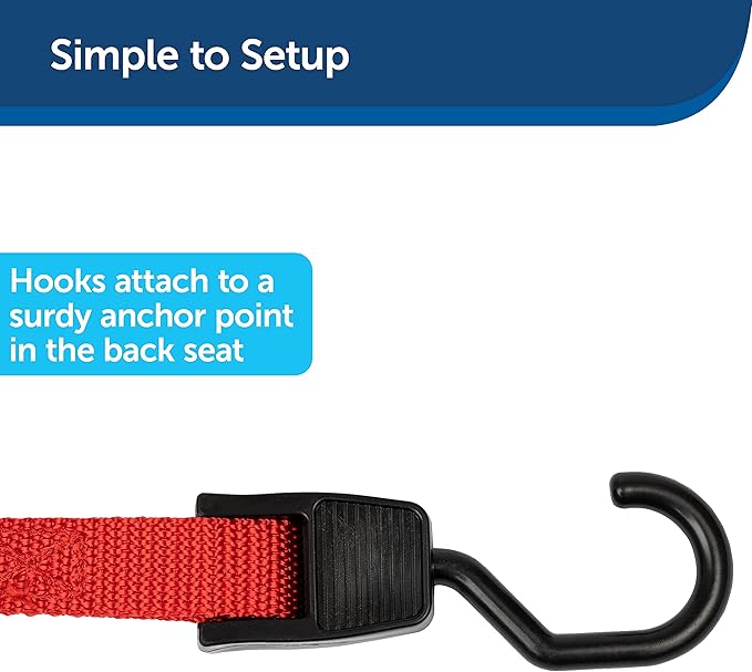 PetSafe Happy Ride Dog Zipline - Secure Backseat Mobility Dog Travel Restraint - Decreases Driver Distraction - Adjustable Strap & Quick-Release Tether Clips - Tool-Free Installation