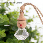 2 Pack Refillable Car Air Freshener Hanging Diffuser, Empty Glass Bottle with Wooden Cap, Drift Car Air Freshener for Essential Oils, Long Lasting Car Fresheners - Car Accessories-A-4