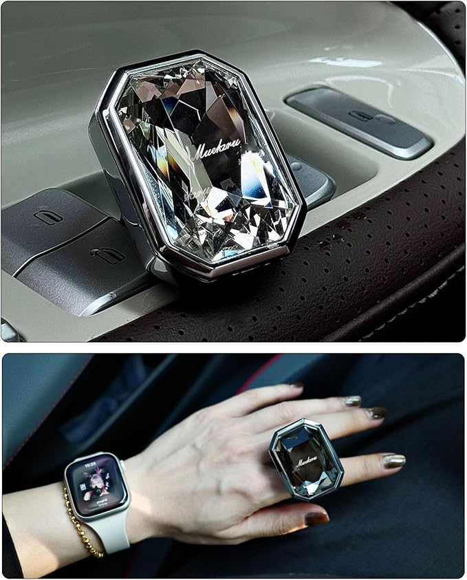 Car Air Freshener Diffuser,Essential Oil Diffusers Vent Clip,Advanced Crystal Automotive Parts，Contains 2 odorless container pieces,Metal and Crystal Design，First choice for gifts