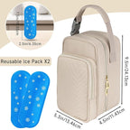 Breastmilk Cooler Travel Bag with Ice Pack,Portable Breastmilk Cooler Bag with Buckle Handle,Insulated Breastmilk Storage Bag Cooler,Apricot