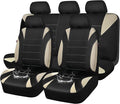 CAR PASS Waterproof Car Seat Covers Full Sets, Universal Fit Seat Covers for Cars, EVA Neoprene Seat Cover Set Full Sets, Interior Covers for Auto SUV,Vans,sedans, Trucks,(Black and Beige)