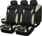 CAR PASS Waterproof Car Seat Covers Full Sets, Universal Fit Seat Covers for Cars, EVA Neoprene Seat Cover Set Full Sets, Interior Covers for Auto SUV,Vans,sedans, Trucks,(Black and Beige)
