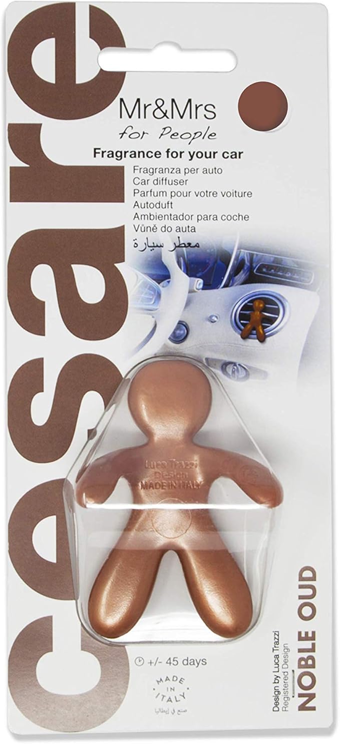 Cesare Car Air Freshener Noble Oud Fragrance Bronze Long Lasting 45 Days Air Vent Clip Uses Alcohol-Free Fragrance Oil Non-Toxic EVA Material
