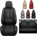 Black Car Seat Cover with Lumbar Support, Car Seat Protector Waterproof, Nappa Leather Car Seat Cushion, Car Seat Covers Front Seats and Back Fit for Most Cars