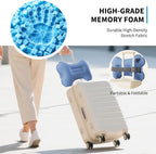 Mixtrend Travel Lumbar Pillow Inflatable Lumbar Support Pillow with Memory Foam, Back Support Pillow for Airplane Long Flight, Essential Travel Support Pillow for Women Men Kids（Mist Blue）