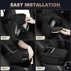 Center Console Cover Fit for Camry Faux Leather Car Armrest Cushion with Storage Bags, Cup Holder ＆ Phone Storage Multifunctional Middle Console Cover(Black)