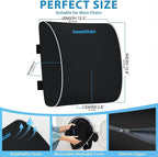 Lumbar Support Pillow for Office Chair, Car & Gaming Chair, Ergonomic Memory Foam Cushion for Back Comfort, Zoned Back Support, Double Adjustable Straps, Breathable Washable Cover, Black