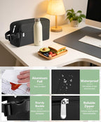 Small Insulated Snack Bag Lunch Bag for Kids Lunch Box for Women/Men, Collapsible [3L/5-Can] Reusable Lunch Bag Cooler Bag for Bottle with Handle Buckle for Work/School/Travel, Black